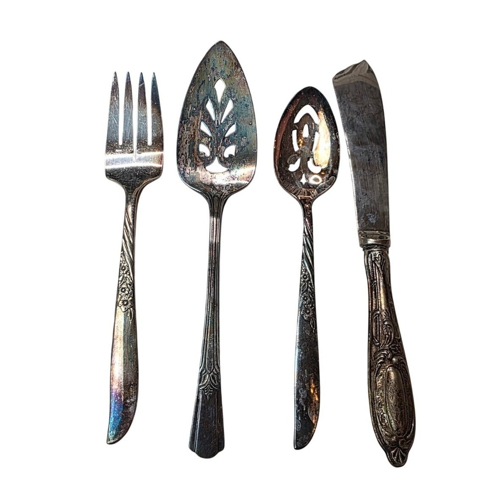 Rogers Oneida Ltd Silverplate Serving Set Fork Pie Server Spoon Knife 4pc‎ K1